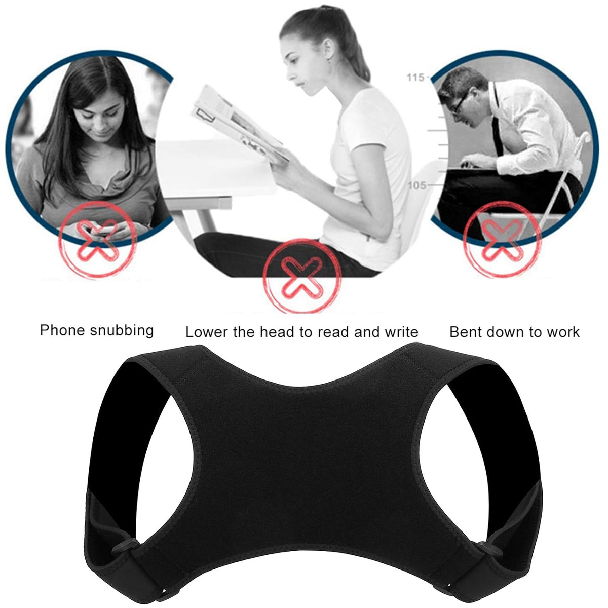 Back Straightener Posture Corrector, Posture Corrector for Men and Women, Adjustable Upper Back Brace, Back Posture Corrector Women