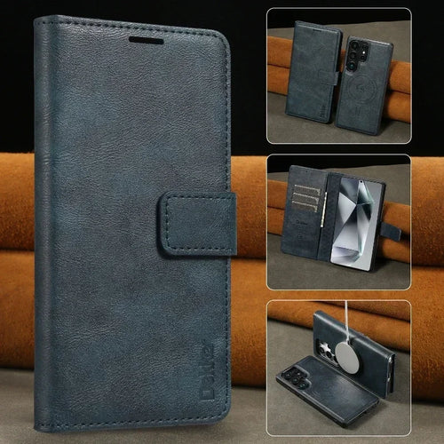 2 in 1 Magnetic Leather Case for Samsung Galaxy S25 Ultra S24 plus S23 + S25Ultra S25U Wireless Charging Card Slot Phone Cover