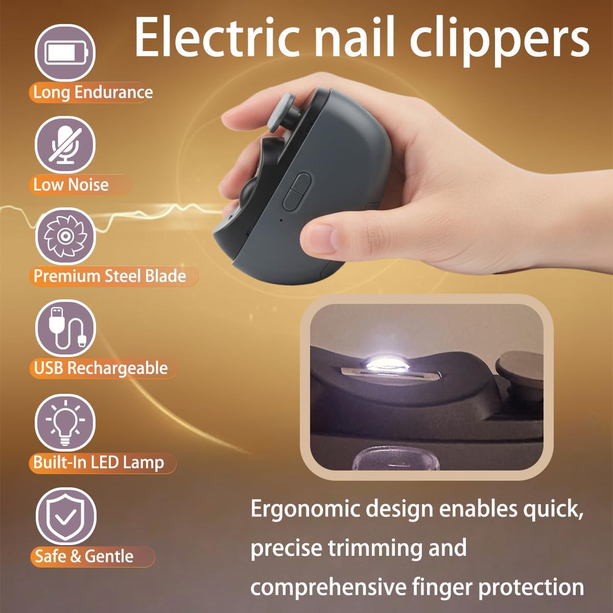 Electric Nail Clipper for the Whole Family — Grey