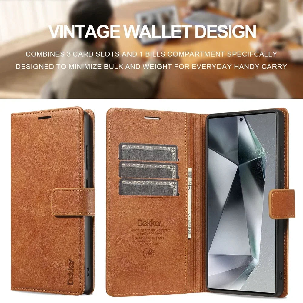 2 in 1 Magnetic Leather Case for Samsung Galaxy S25 Ultra S24 plus S23 + S25Ultra S25U Wireless Charging Card Slot Phone Cover